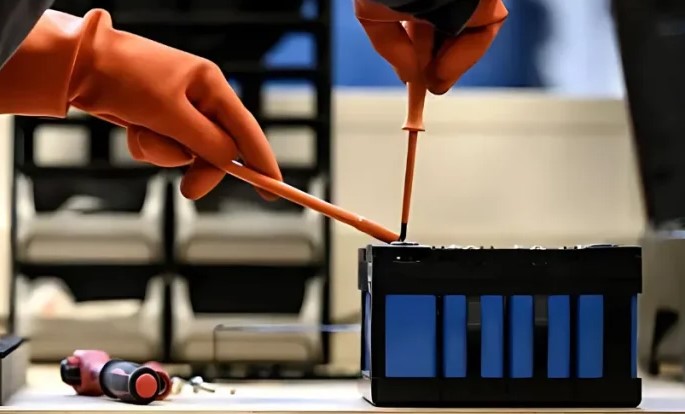 Professional battery repair workspace